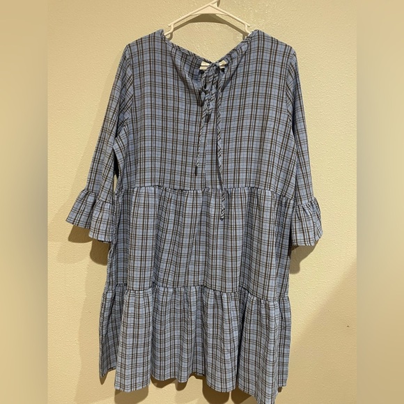 QED London Blue Plaid Long Sleeve Dress - Picture 6 of 6